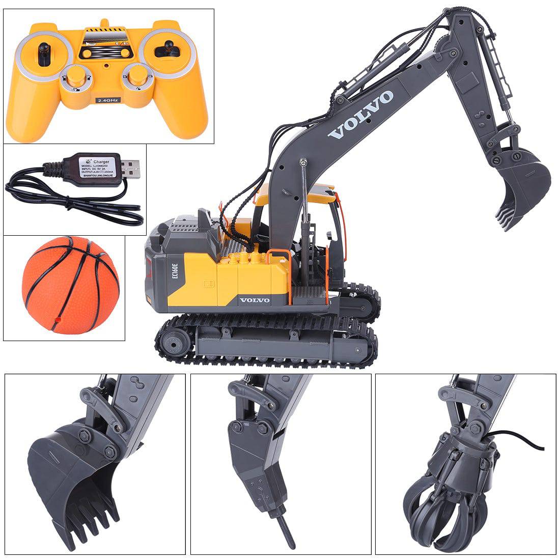 DOUBLE E 3 in 1 RC Excavator Construction Vehicle 2.4G Remote Control Truck with Interchangeable Bucket Gripper and Breaker-helloworld7
