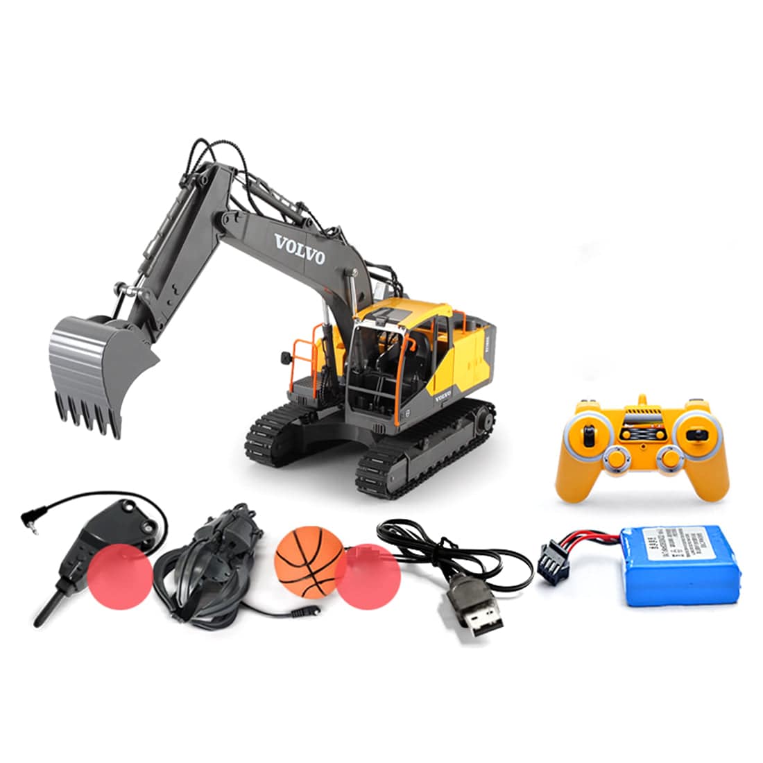 DOUBLE E 3 in 1 RC Excavator Construction Vehicle 2.4G Remote Control Truck with Interchangeable Bucket Gripper and Breaker-helloworld7