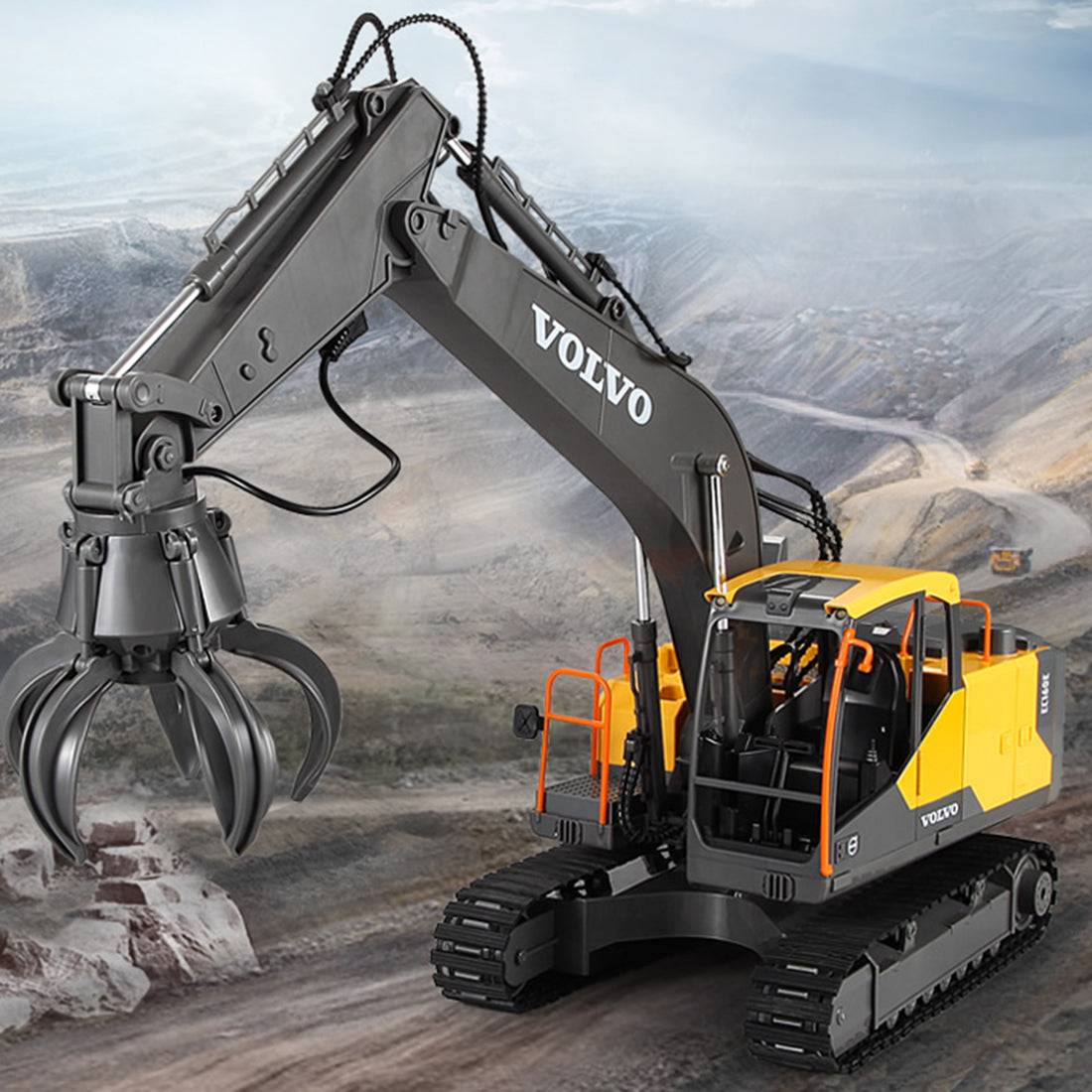 DOUBLE E 3 in 1 RC Excavator Construction Vehicle 2.4G Remote Control Truck with Interchangeable Bucket Gripper and Breaker-helloworld7