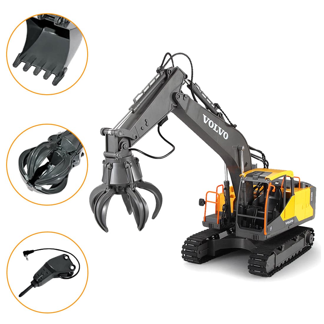 DOUBLE E 3 in 1 RC Excavator Construction Vehicle 2.4G Remote Control Truck with Interchangeable Bucket Gripper and Breaker-helloworld7