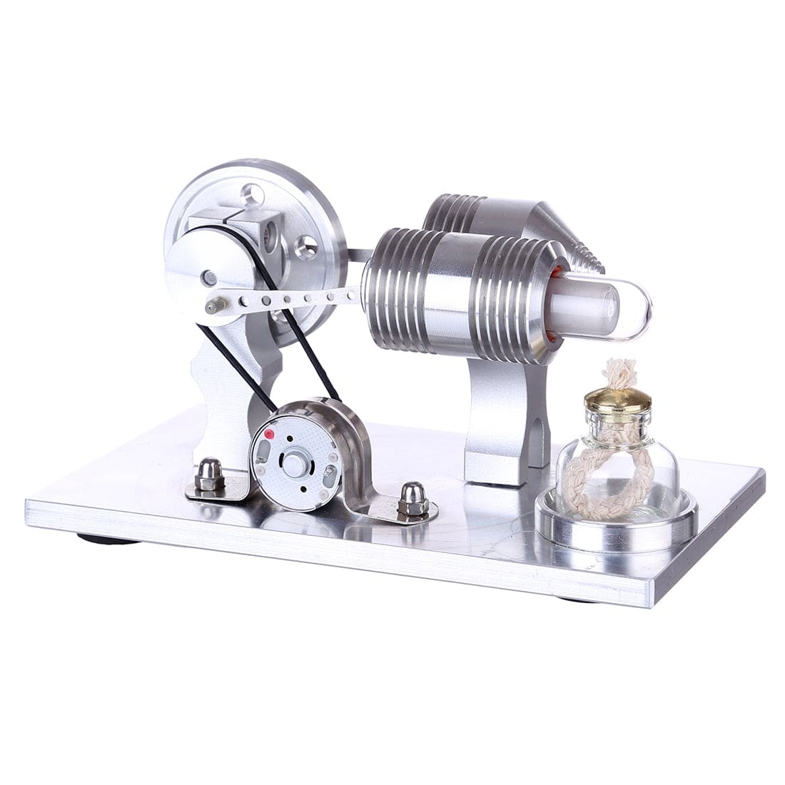 Double Cylinder Stirling Engine Generator Model Science Experiment Toy with LED Bulb