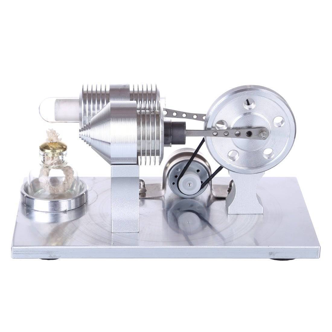 Double Cylinder Stirling Engine Generator Model Science Experiment Toy with LED Bulb