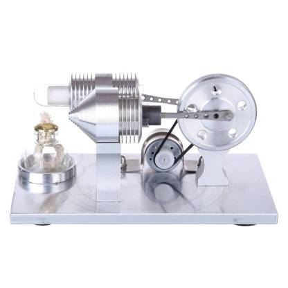 Double Cylinder Stirling Engine Generator Model Science Experiment Toy with LED Bulb