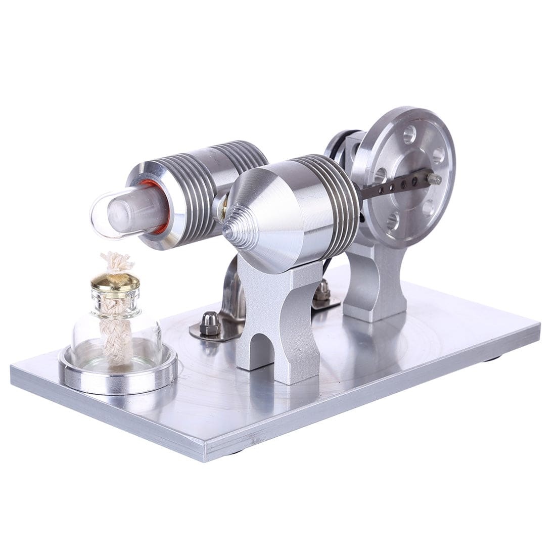 Double Cylinder Stirling Engine Generator Model Science Experiment Toy with LED Bulb