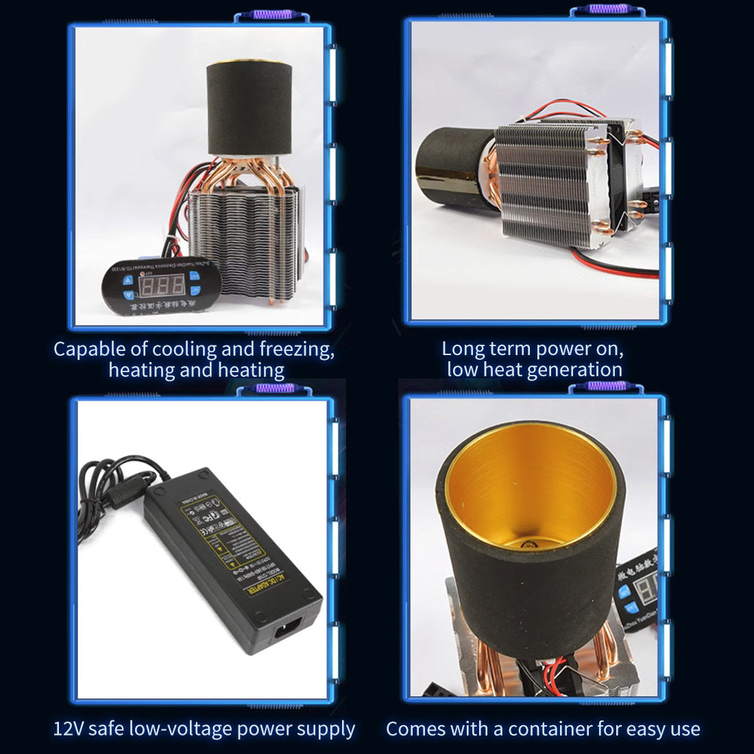 Dual Mode 12V Semiconductor Cooling and Heating Device DIY Thermoelectric Cup with Digital Thermostat
