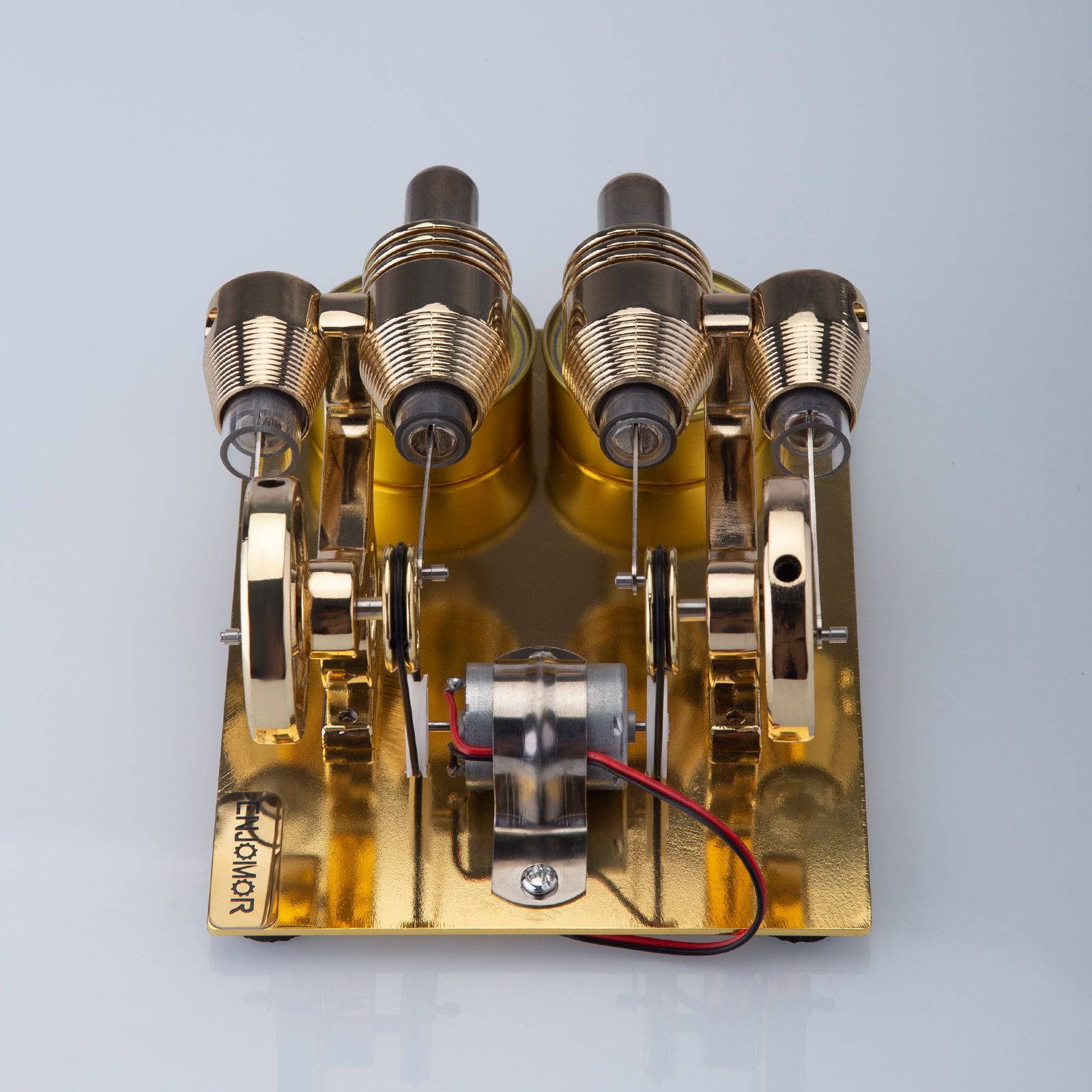 ENJOMOR 4 Cylinder Hot Air Stirling Engine Model with Voltmeter and Bulb Generator