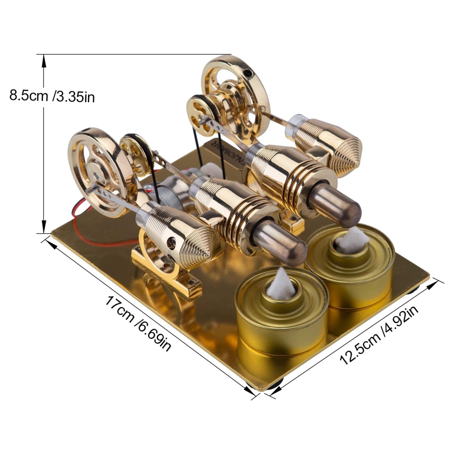 ENJOMOR 4 Cylinder Hot Air Stirling Engine Model with Voltmeter and Bulb Generator