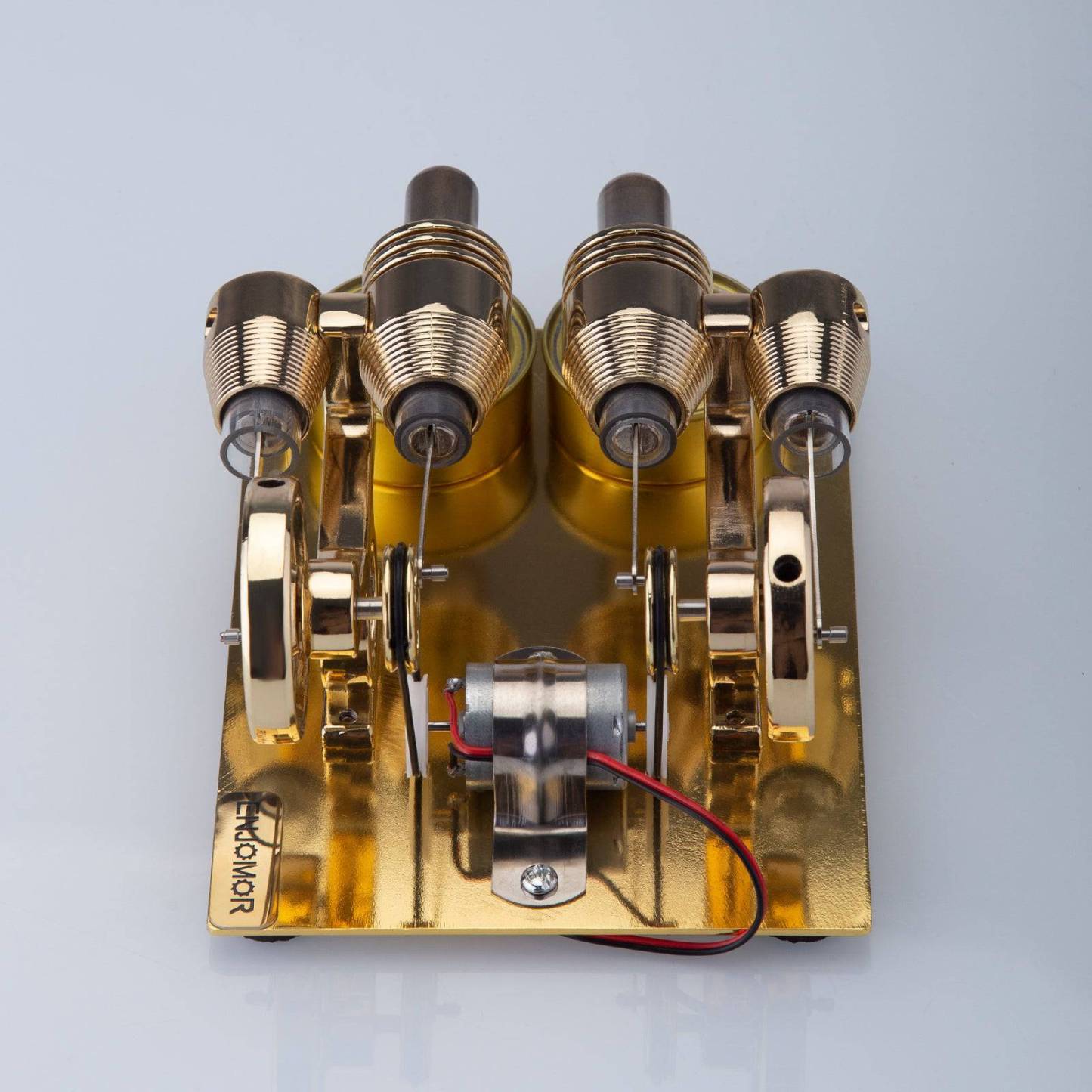 ENJOMOR 4 Cylinder Hot Air Stirling Engine Model with Voltmeter and Bulb Generator