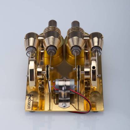 ENJOMOR 4 Cylinder Hot Air Stirling Engine Model with Voltmeter and Bulb Generator