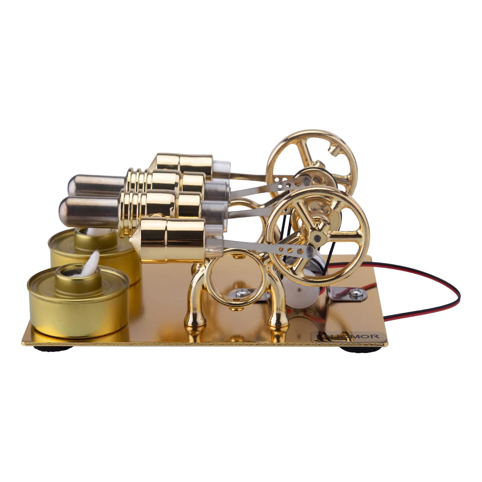 ENJOMOR 4 Cylinder Hot Air Stirling Engine Model with Voltmeter and Bulb Generator