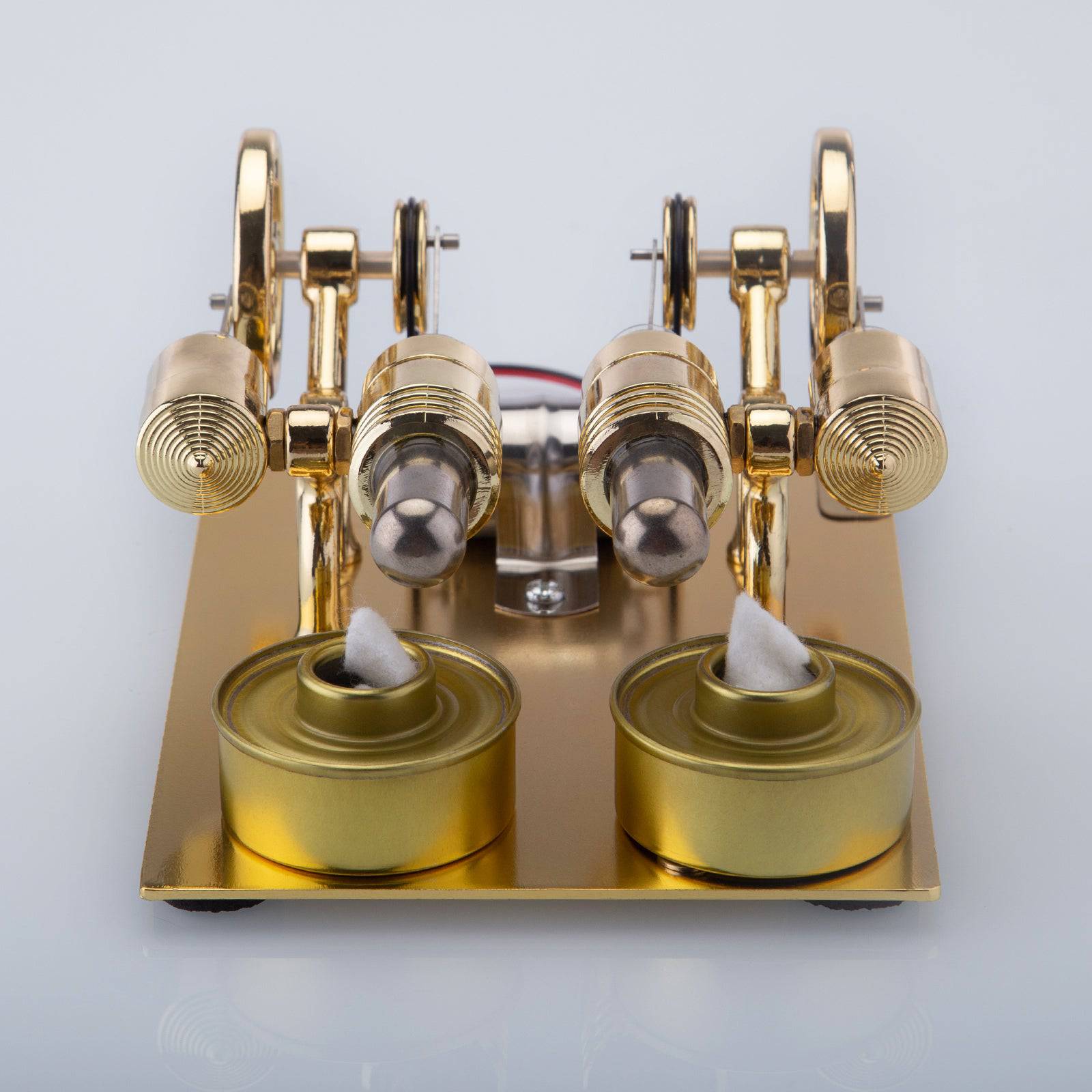 ENJOMOR 4 Cylinder Hot Air Stirling Engine Model with Voltmeter and Bulb Generator