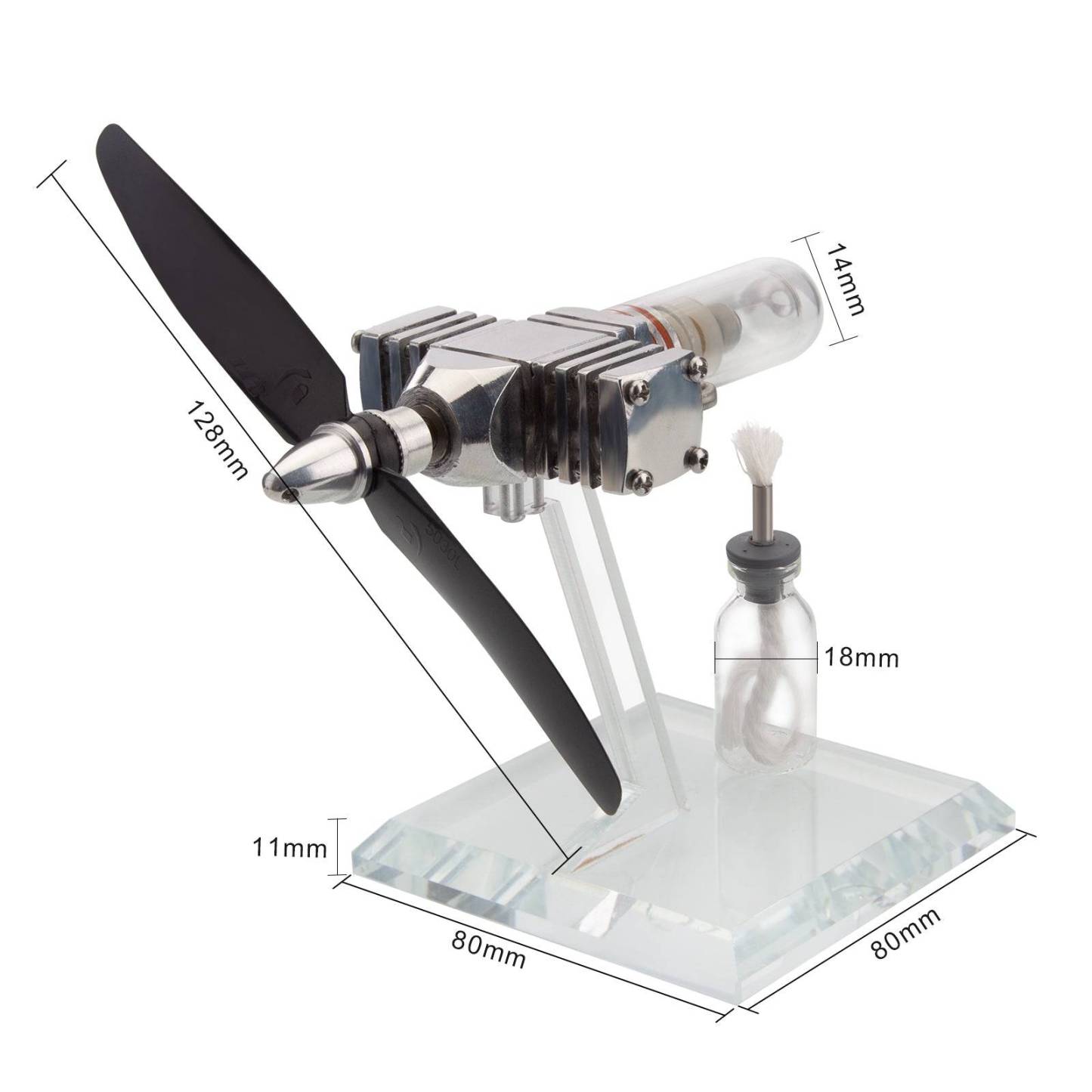 ENJOMOR Aircraft Nose Stirling Engine Model Free Piston Propeller Kinetic Art Desk Toy