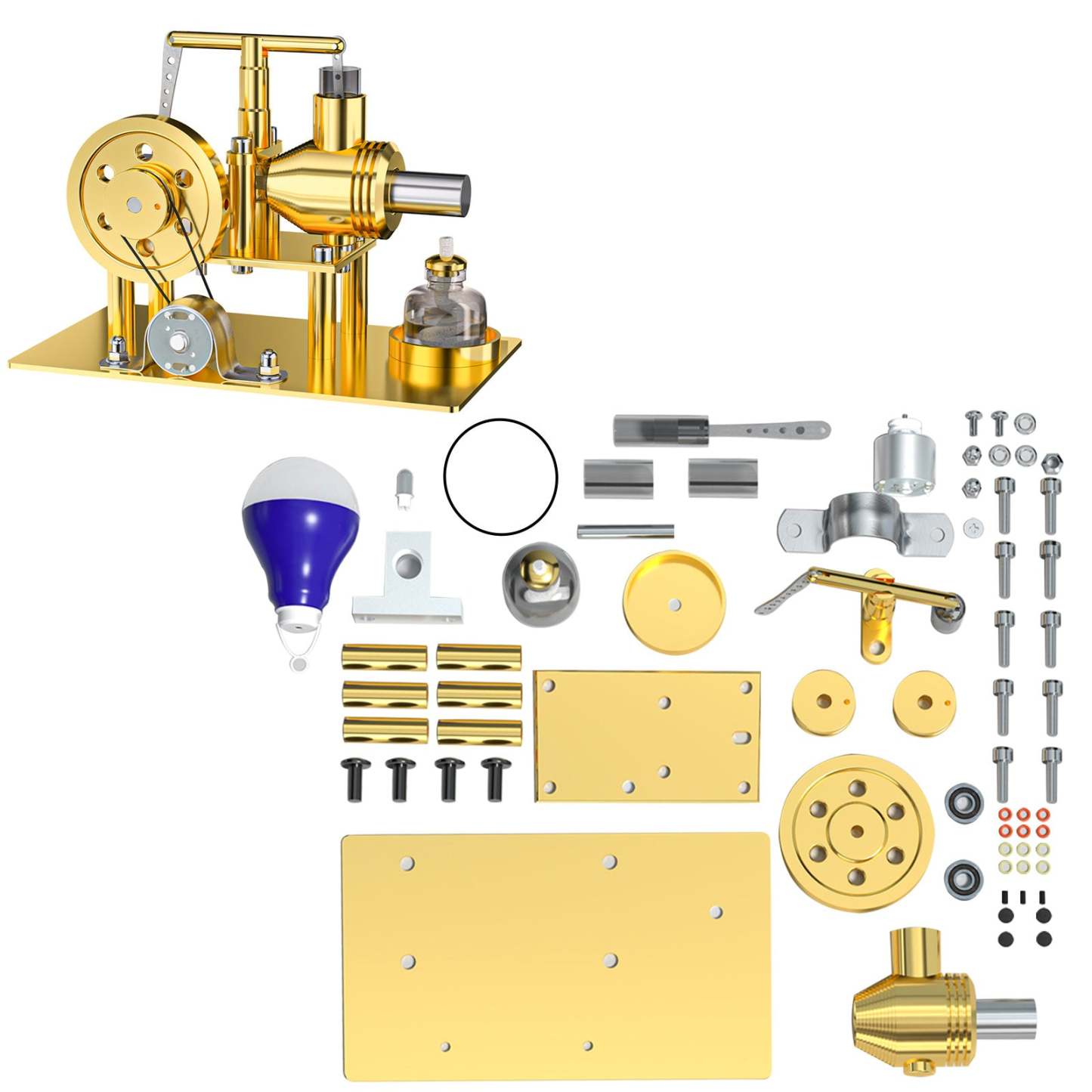 ENJOMOR DIY Golden Balance Stirling Engine Generator Assembly Kit Science Education Model