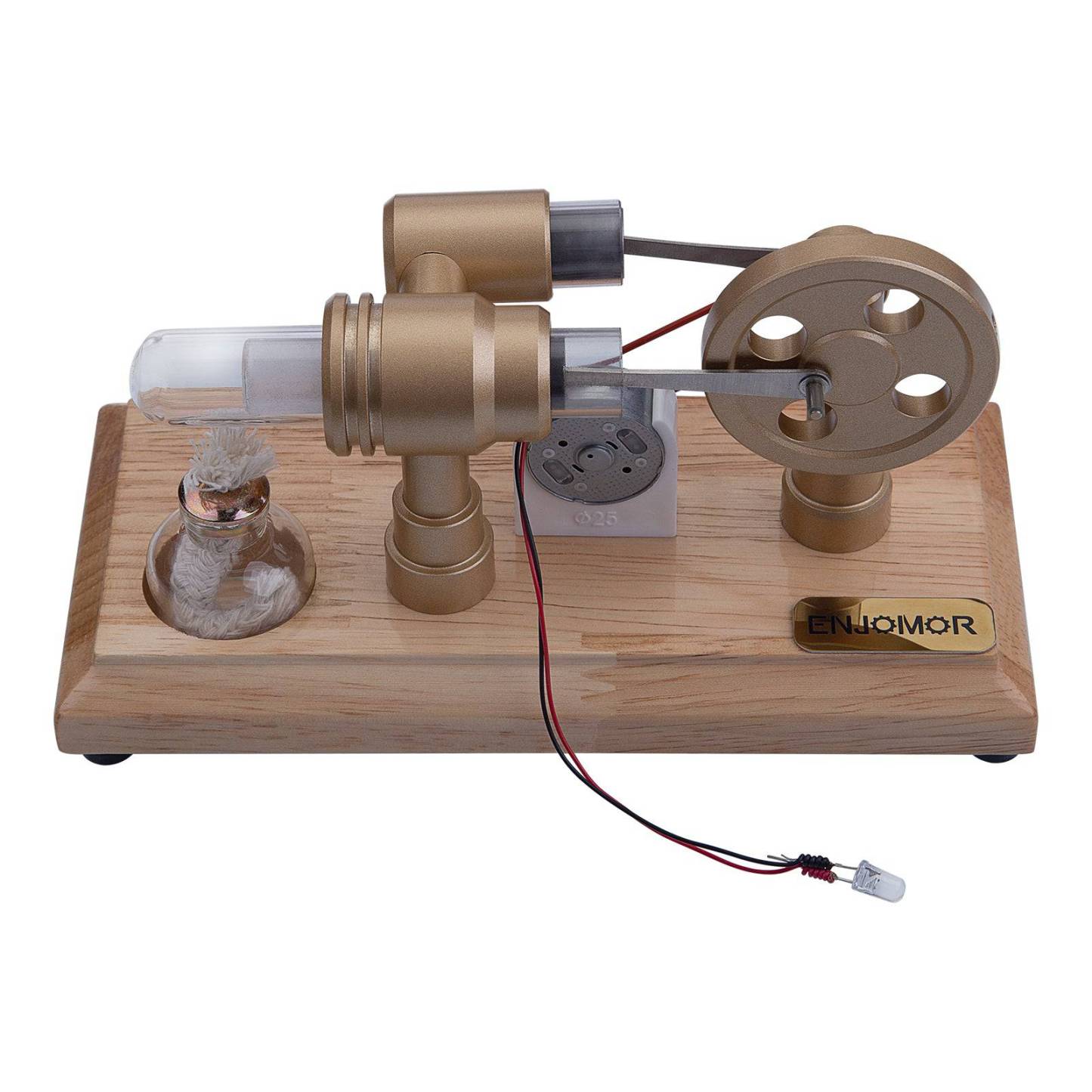 ENJOMOR Gamma Hot Air Stirling Engine Model with LED Generator Science Gift