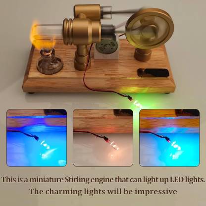 ENJOMOR Gamma Hot Air Stirling Engine Model with LED Generator Science Gift