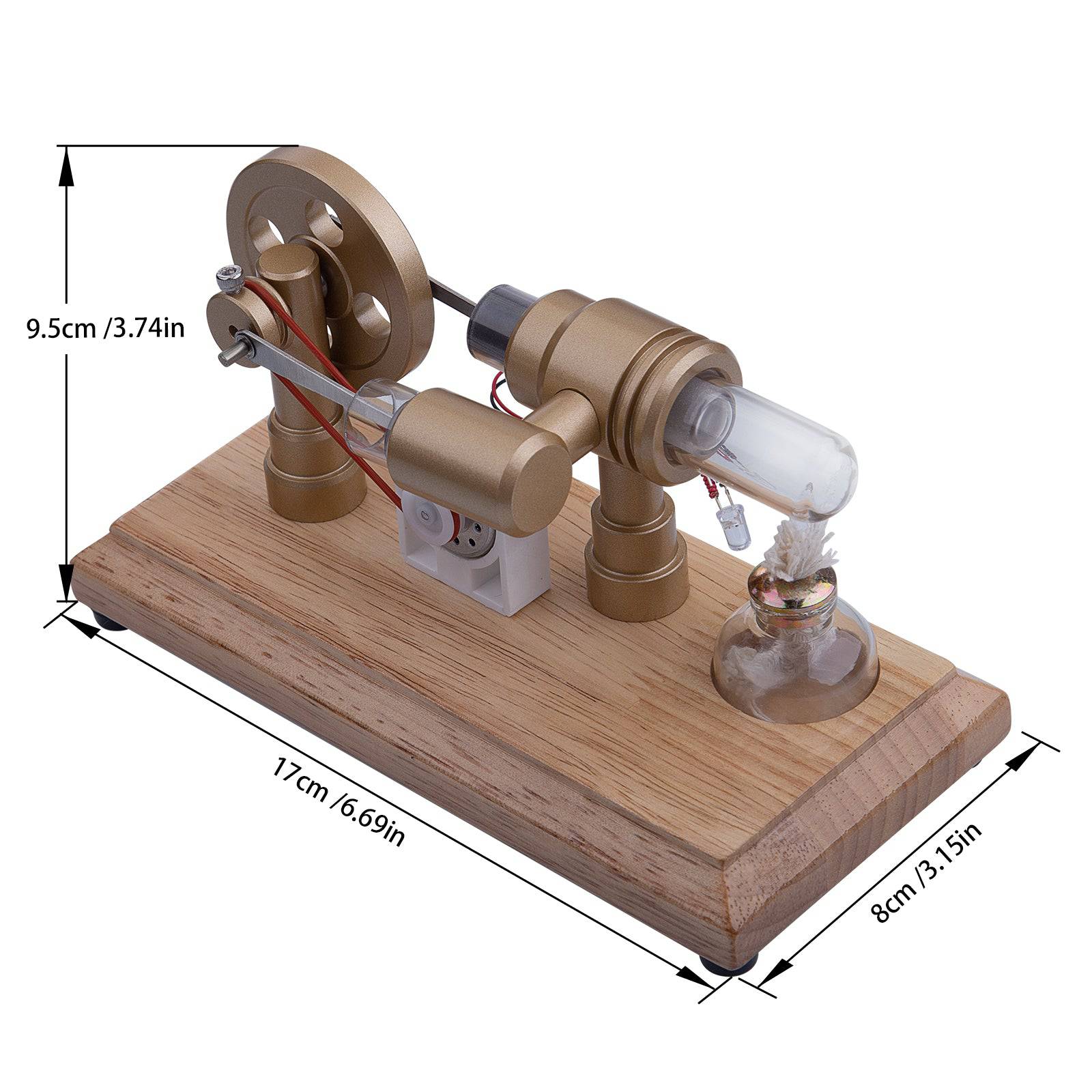 ENJOMOR Gamma Hot Air Stirling Engine Model with LED Generator Science Gift