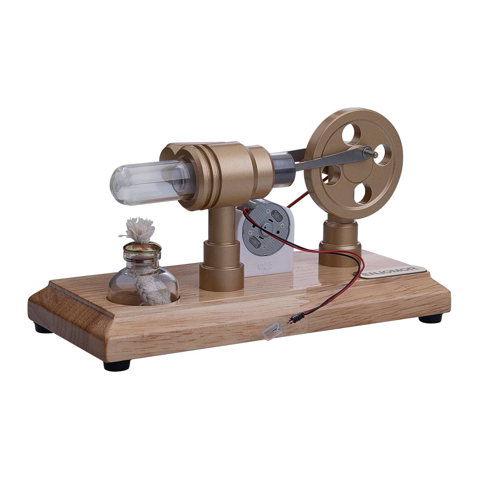 ENJOMOR Gamma Hot Air Stirling Engine Model with LED Generator Science Gift