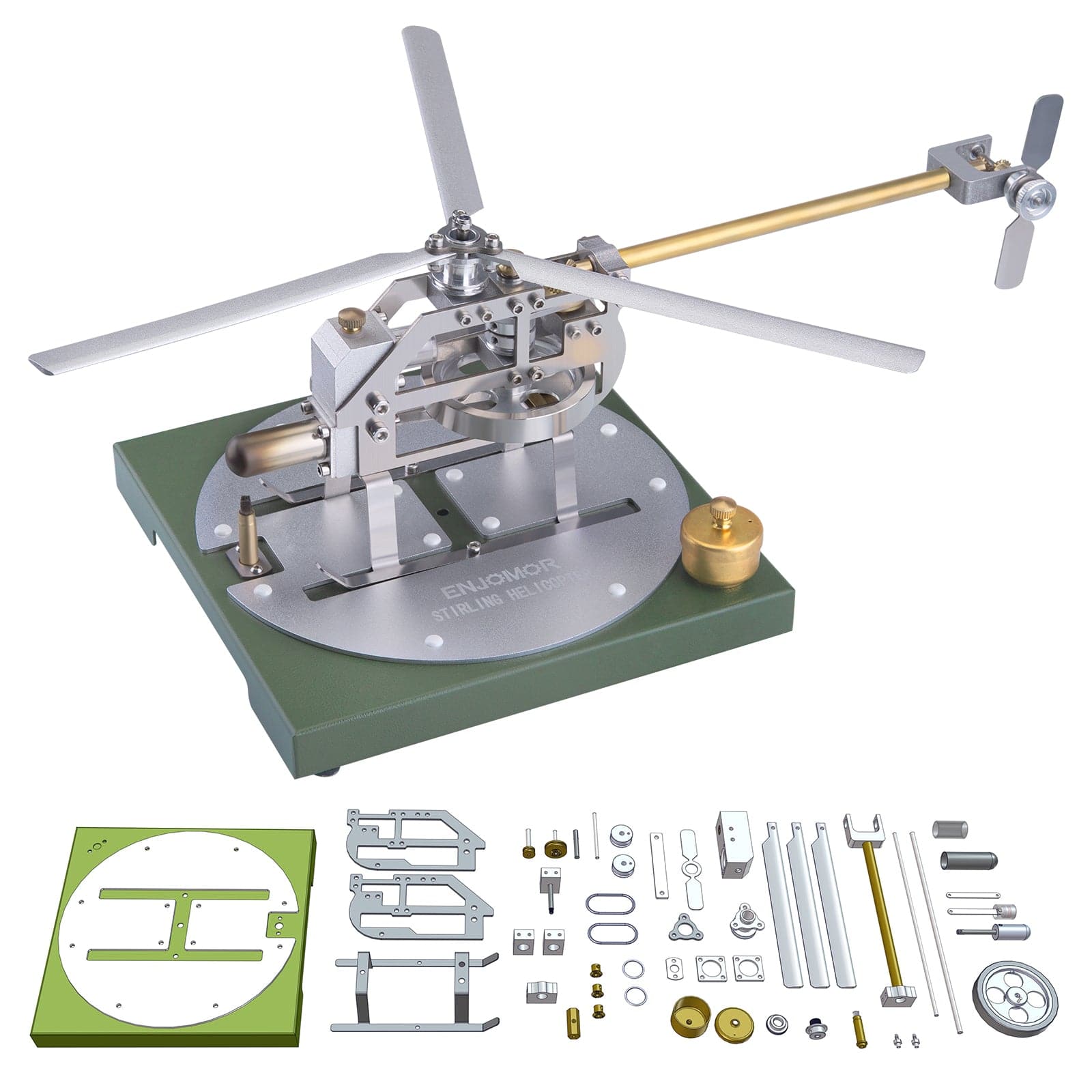 ENJOMOR Gamma Stirling Engine Helicopter DIY Model Kit Metal Physics STEM Toy