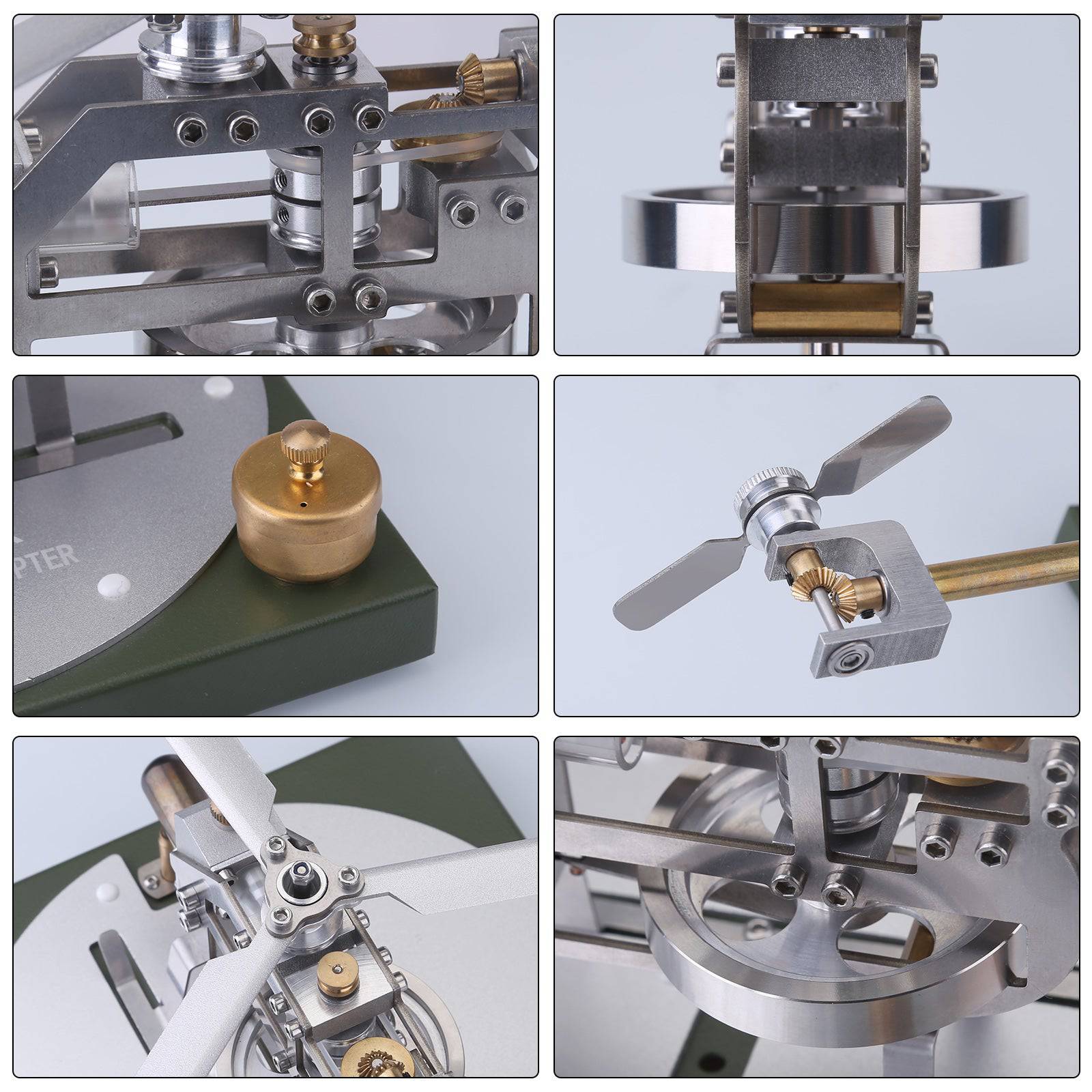 ENJOMOR Gamma Stirling Engine Helicopter DIY Model Kit Metal Physics STEM Toy