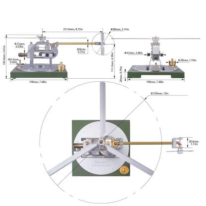 ENJOMOR Gamma Stirling Engine Helicopter DIY Model Kit Metal Physics STEM Toy