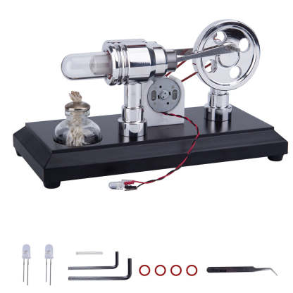 ENJOMOR Gamma Type Stirling Engine Generator Model with LED Light Physics Gift