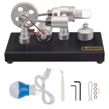 ENJOMOR Gamma Type Stirling Engine Generator Model with LED Light Science Gift