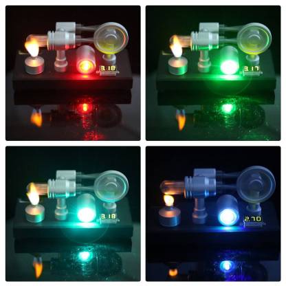 ENJOMOR Gamma Type Stirling Engine Generator Model with LED Light Science Gift
