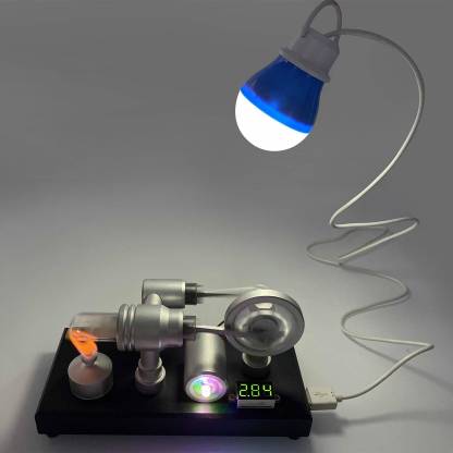 ENJOMOR Gamma Type Stirling Engine Generator Model with LED Light Science Gift