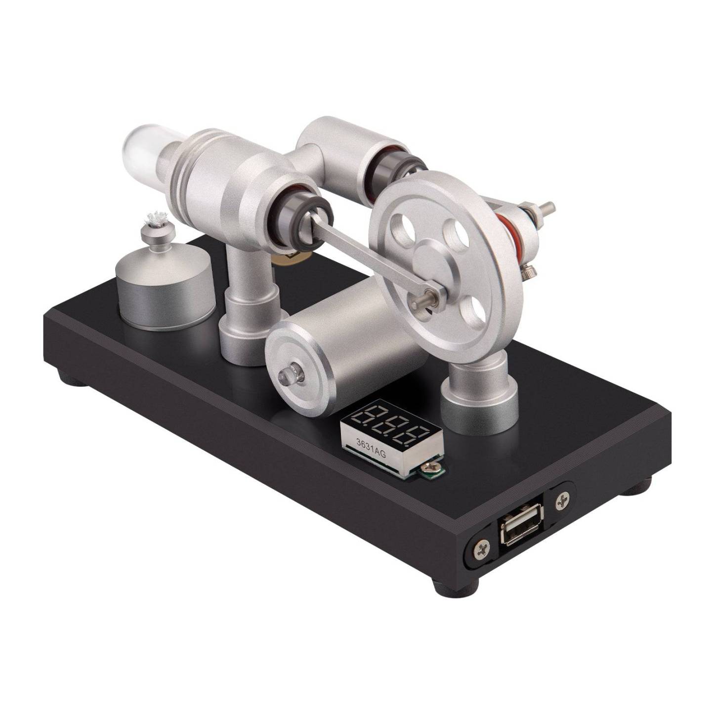 ENJOMOR Gamma Type Stirling Engine Generator Model with LED Light Science Gift