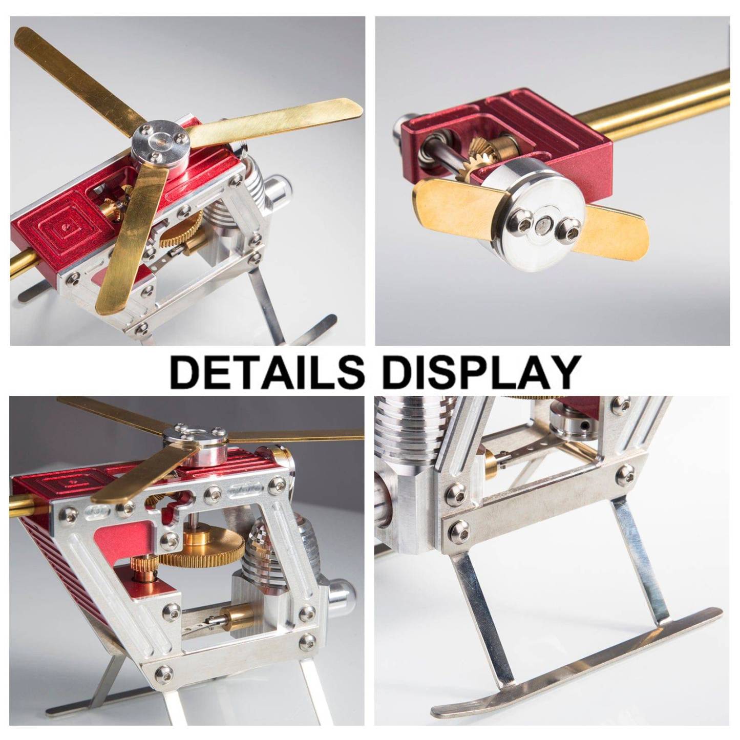 ENJOMOR Gamma Type Stirling Engine Helicopter Model Kit Metal Assembly Science Gift