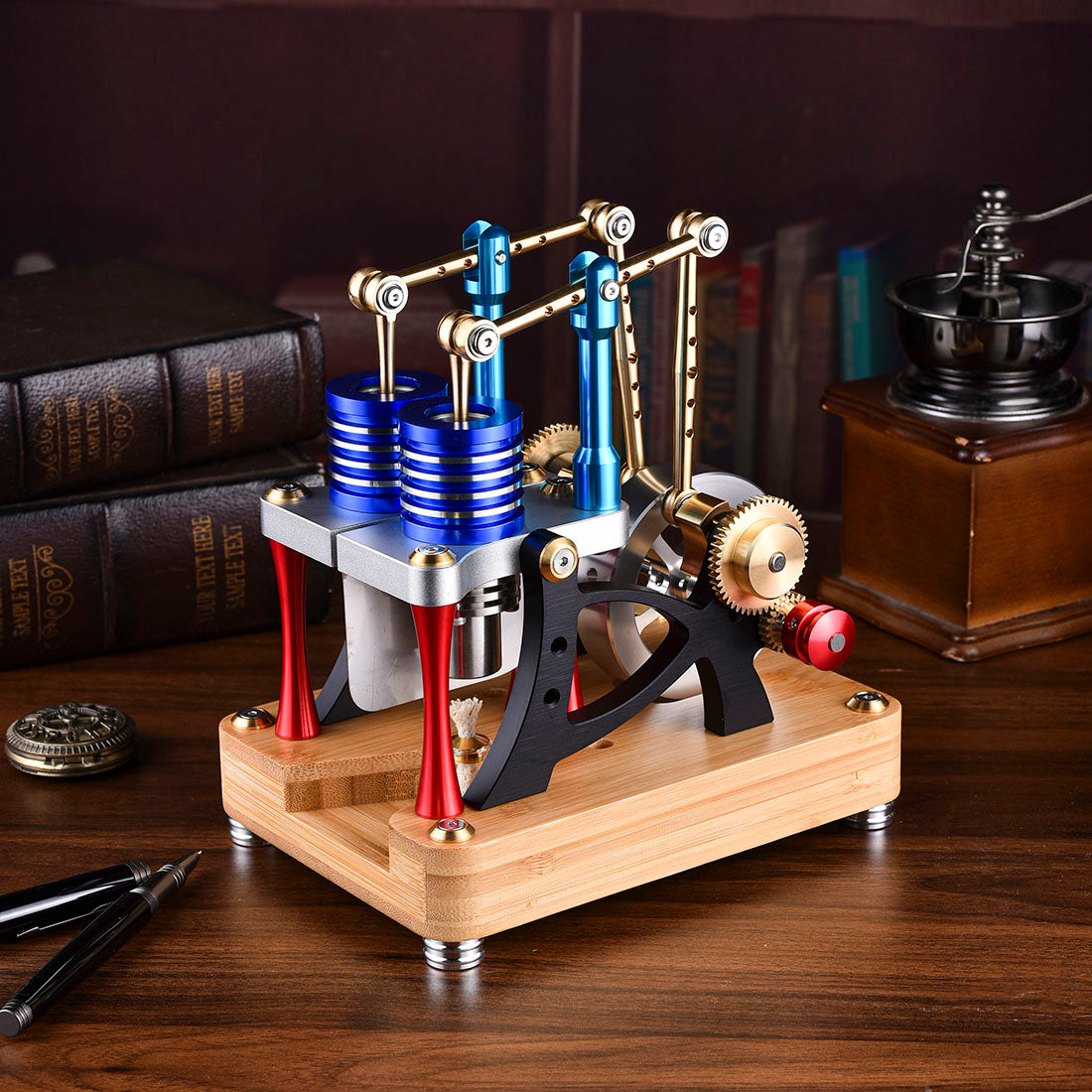 ENJOMOR M20-T Alpha-Type Dual Cylinder Walking Beam Stirling Engine Model Gift