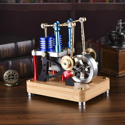 ENJOMOR M20-T Alpha-Type Dual Cylinder Walking Beam Stirling Engine Model Gift