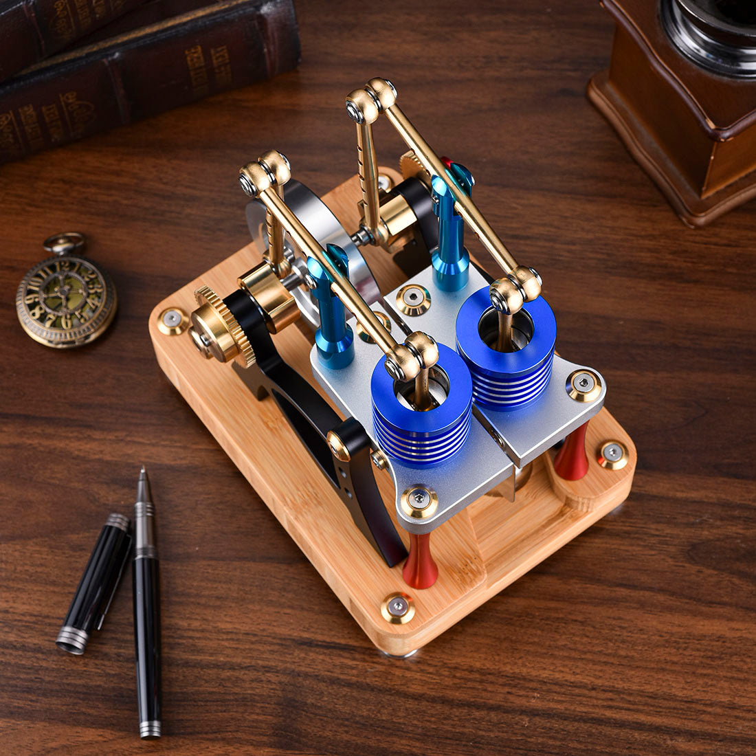 ENJOMOR M20-T Alpha-Type Dual Cylinder Walking Beam Stirling Engine Model Gift