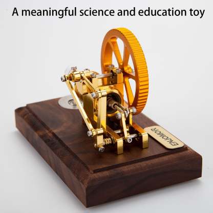 ENJOMOR Mini Gamma Hot Air Stirling Engine Model Gold Plated Physics Gift