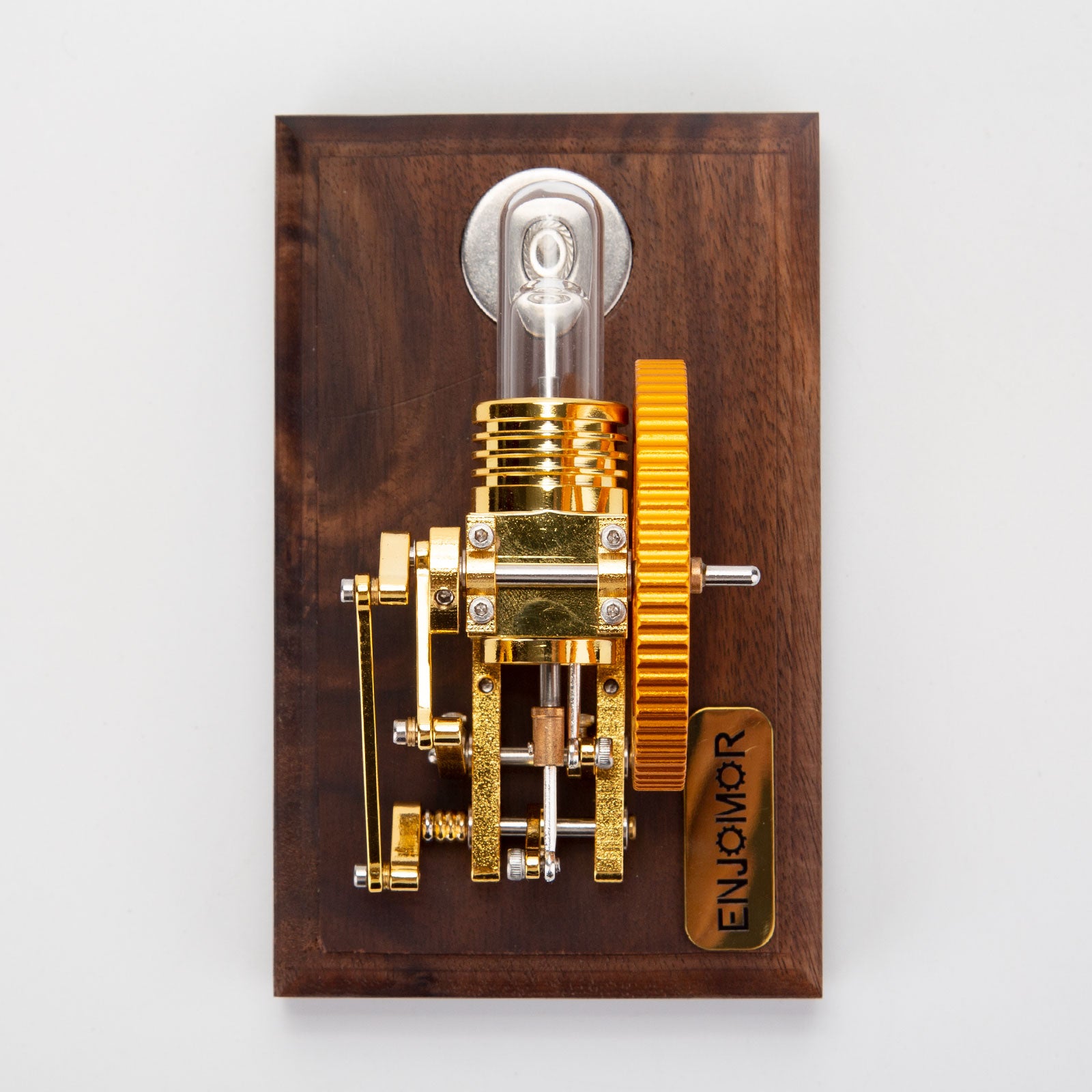 ENJOMOR Mini Gamma Hot Air Stirling Engine Model Gold Plated Physics Gift