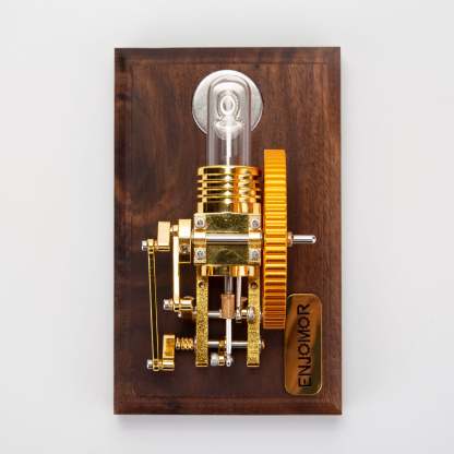 ENJOMOR Mini Gamma Hot Air Stirling Engine Model Gold Plated Physics Gift