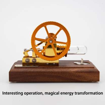 ENJOMOR Mini Gamma Hot Air Stirling Engine Model Gold Plated Physics Gift