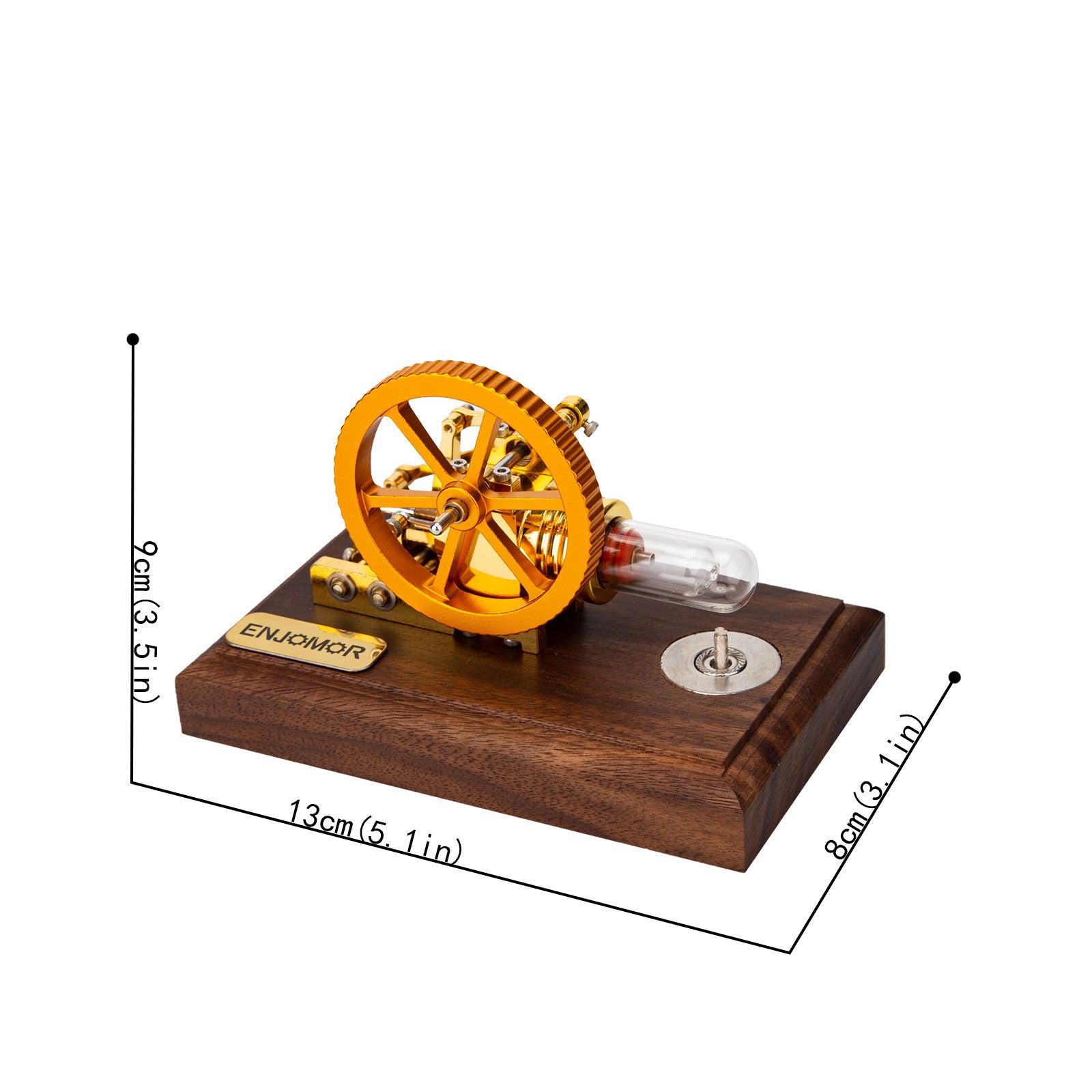 ENJOMOR Mini Gamma Hot Air Stirling Engine Model Gold Plated Physics Gift