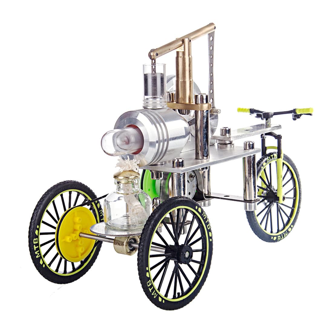 ENJOMOR Stirling Engine Tricycle Model Metal Heat Powered Trike Physics Experiment Toy