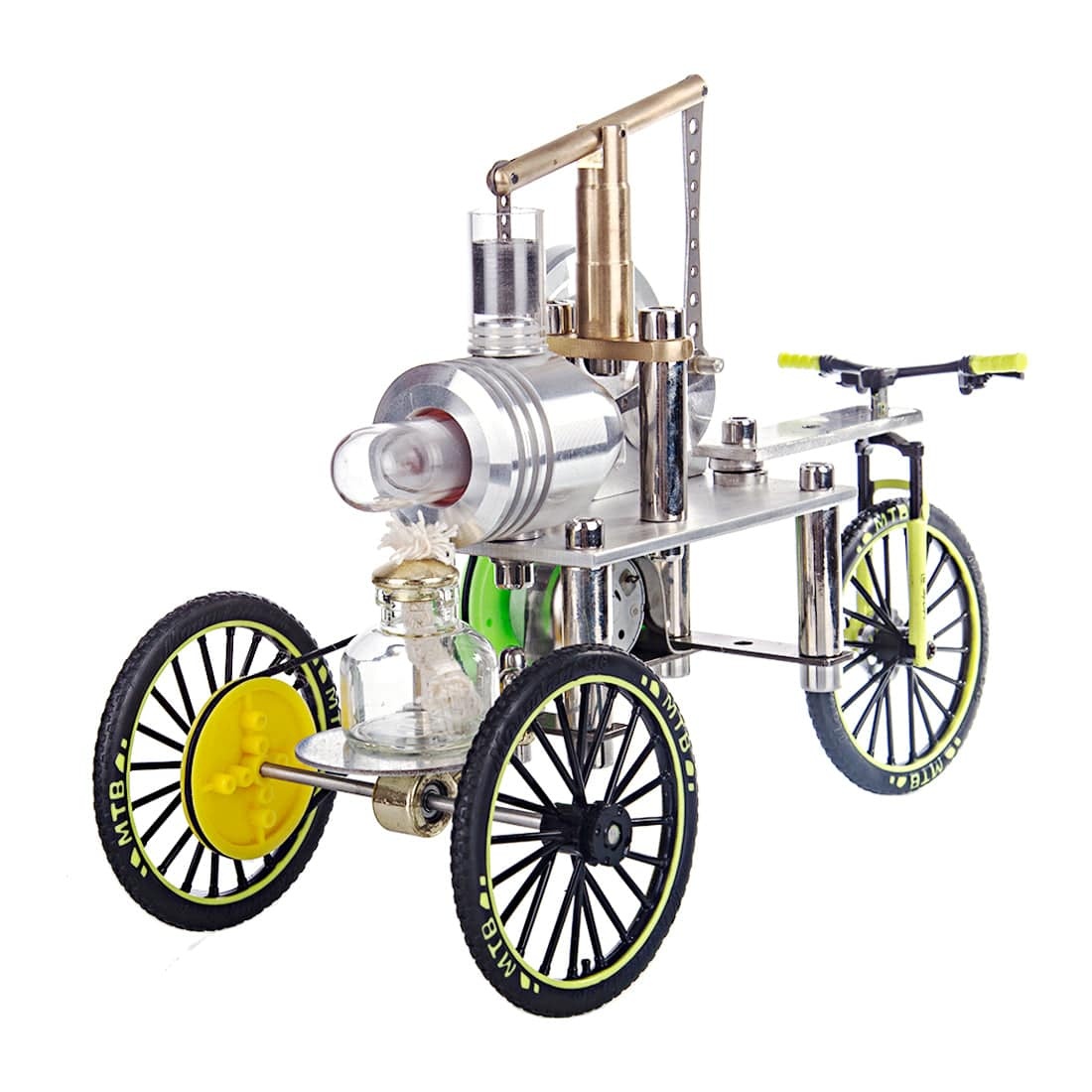 ENJOMOR Stirling Engine Tricycle Model Metal Heat Powered Trike Physics Experiment Toy