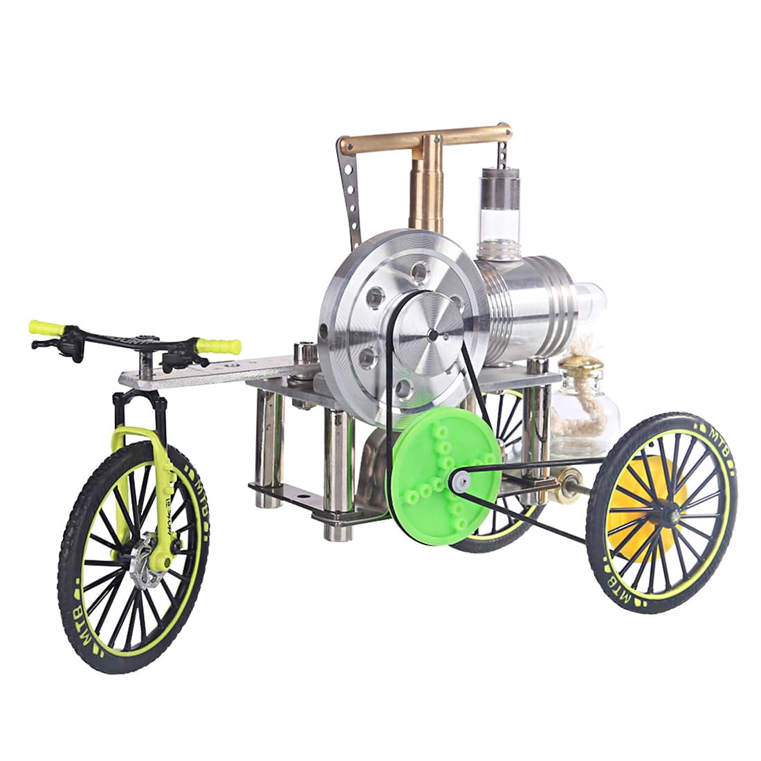 ENJOMOR Stirling Engine Tricycle Model Metal Heat Powered Trike Physics Experiment Toy