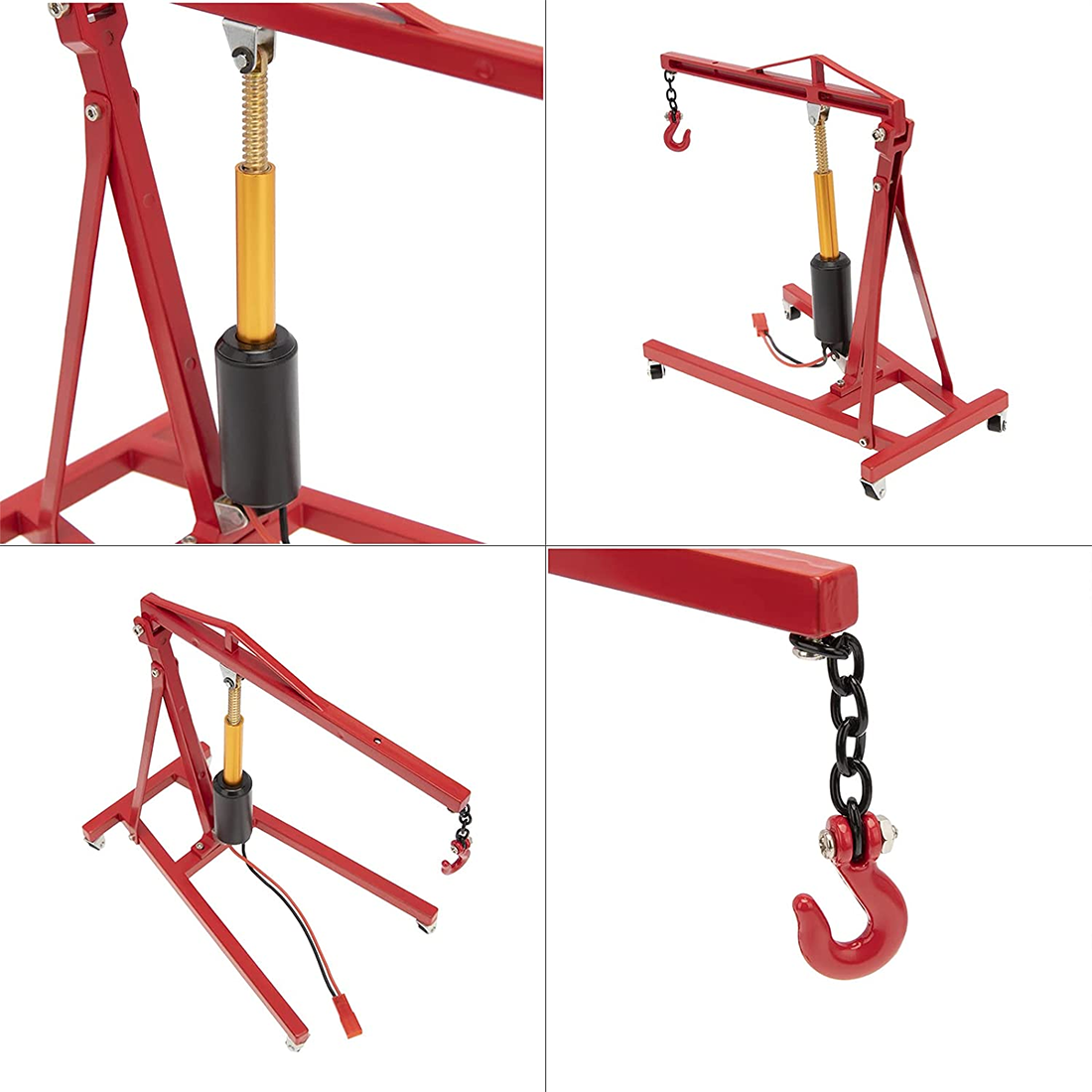Electric Metal 1/10 Scale RC Engine Hoist & Jack Stand Garage Accessory 5-12V