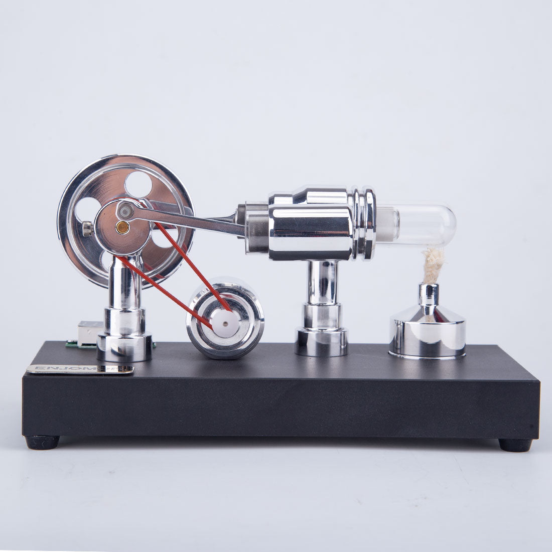 Enjomor Gamma Stirling Engine Generator Model with Voltmeter & LED Light Physics Experiment Toy