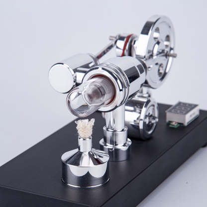 Enjomor Gamma Stirling Engine Generator Model with Voltmeter & LED Light Physics Experiment Toy