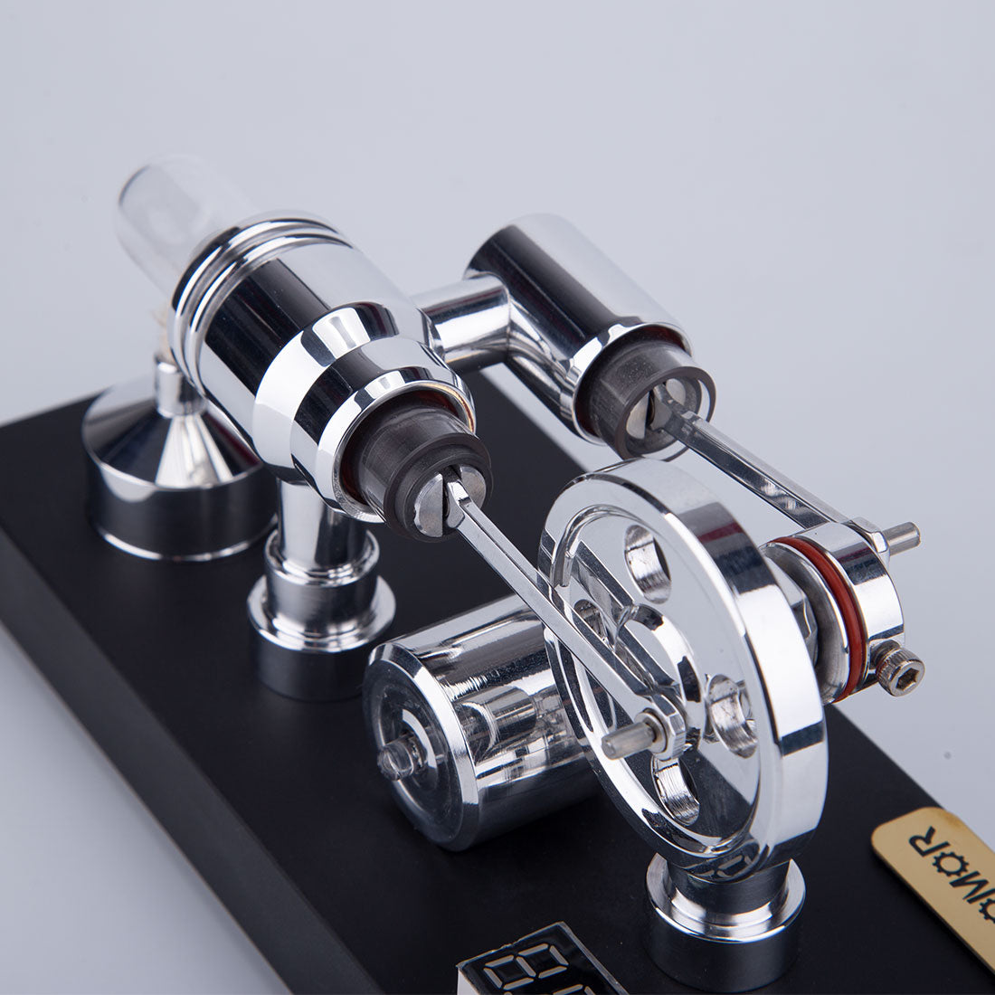 Enjomor Gamma Stirling Engine Generator Model with Voltmeter & LED Light Physics Experiment Toy