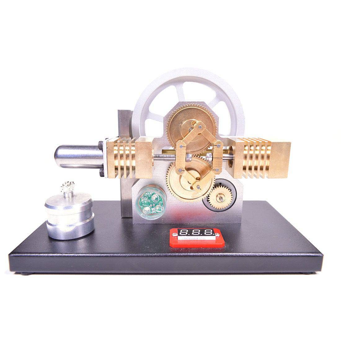 Enjomor Horizontal Gear Drive Stirling Engine Generator Model with Voltmeter and LED Lights-helloworld7