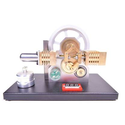 Enjomor Horizontal Gear Drive Stirling Engine Generator Model with Voltmeter and LED Lights-helloworld7