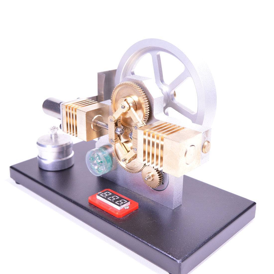Enjomor Horizontal Gear Drive Stirling Engine Generator Model with Voltmeter and LED Lights-helloworld7