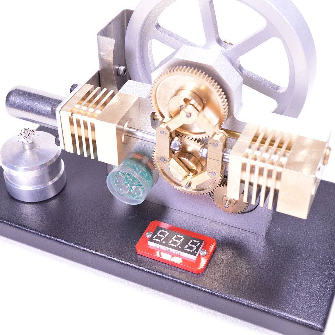 Enjomor Horizontal Gear Drive Stirling Engine Generator Model with Voltmeter and LED Lights-helloworld7