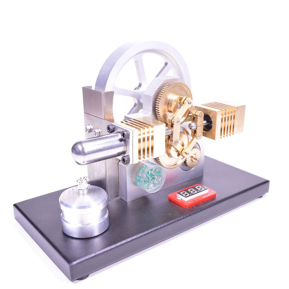 Enjomor Horizontal Gear Drive Stirling Engine Generator Model with Voltmeter and LED Lights-helloworld7